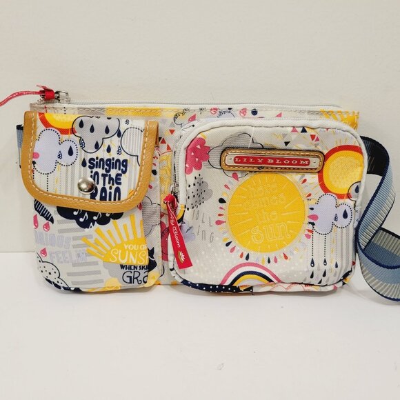Lily Bloom Singing in the Rain Shoulder Fanny Crossbody Multi Pocket Purse Bag - Picture 2 of 7